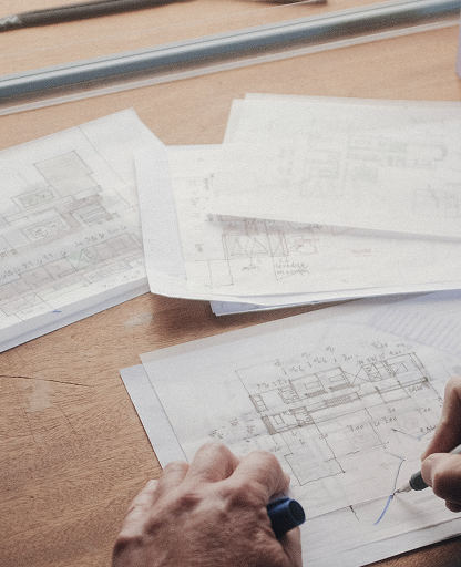 Architectual designer drawing a floor plan