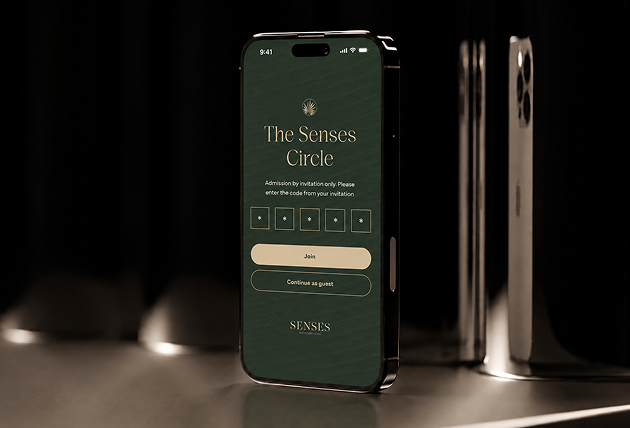 Mock-up Senses Circle app on Iphone